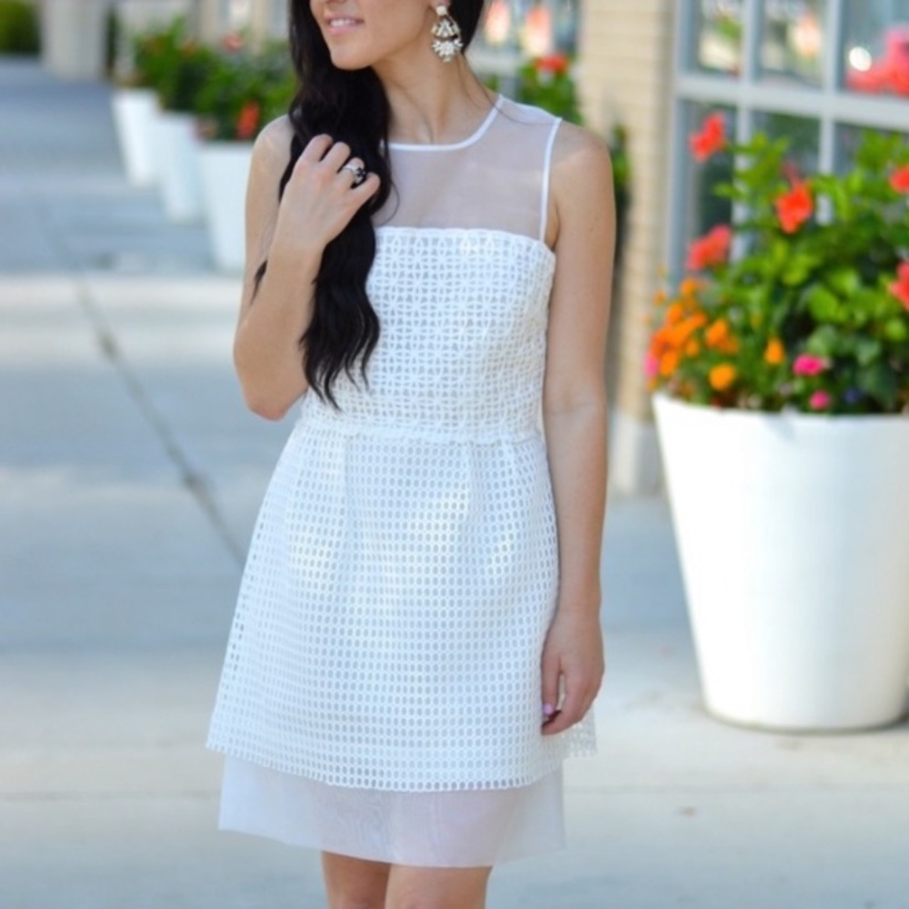 New with Tag French Connection Sheer White Dress